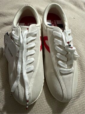 Tretorn White Suede Sneakers with Red Accent - NWT